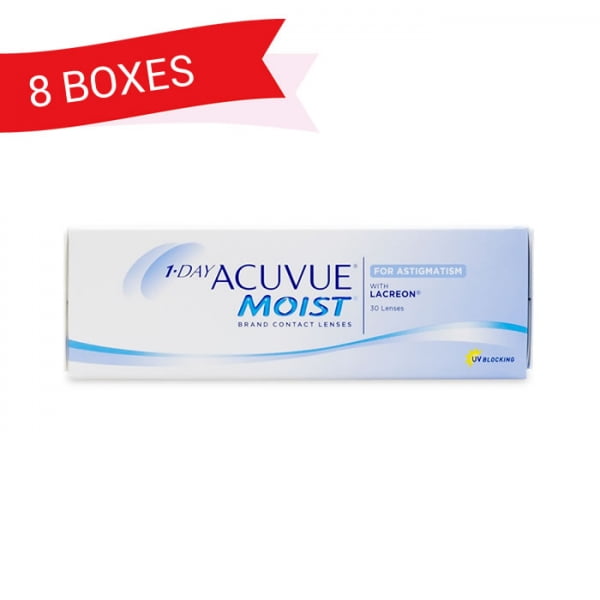 1-DAY ACUVUE MOIST FOR ASTIGMATISM (8 Boxes)